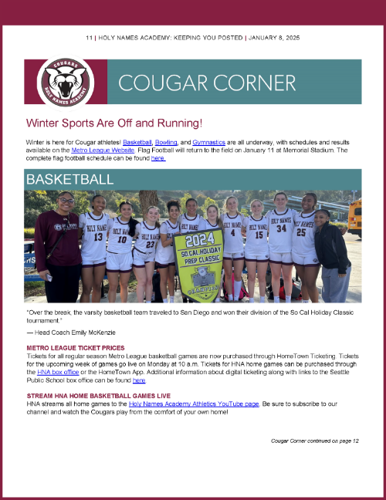 Cougar Corner January 2025